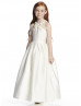 Sweet Ivory Pleated Satin Junior Bridesmaid Dress With Side Pockets